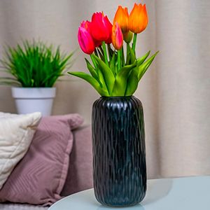 Керамическая ваза ЗАЛИНА, чёрная, 19х9 см
