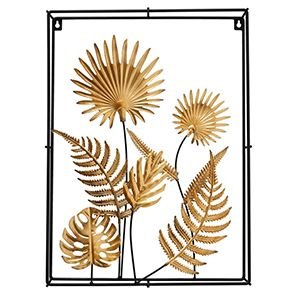 Настенное интерьерное украшение АРИАНА - ливистон, металл, золотое, 5х33х45 см