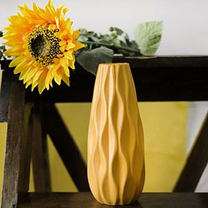 Керамическая ваза ЛУАНА, жёлтая, 24х10 см