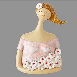 Статуэтка бюст ДЕВУШКА ВЕСНА с косичкой, полистоун, 10х8х16 см