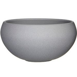 Керамическое кашпо чаша МОНА, тёмно-серое, 11х20 см.