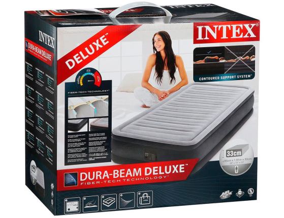 Надувная кровать Intex Comfort-Plush Mid Rise Airbed (Twin), 99x191х33см, со встроенным насосом 220