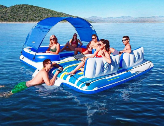 Надувной плот-остров Тропический бриз для отдыха на воде, 373х264х73 см, BestWay