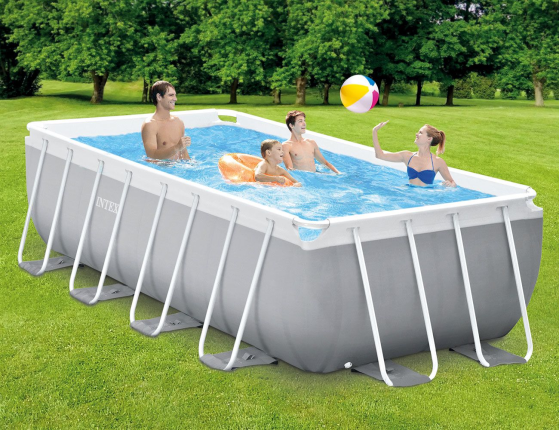 Каркасный бассейн Intex Rectangular Prism Frame Pool, 400х200х122 см + фильтр-насос + лестница