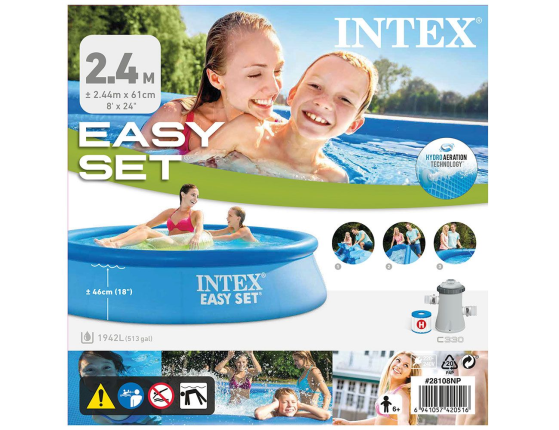 Надувной бассейн INTEX Easy Set Pool, 244х61 см + фильтр-насос