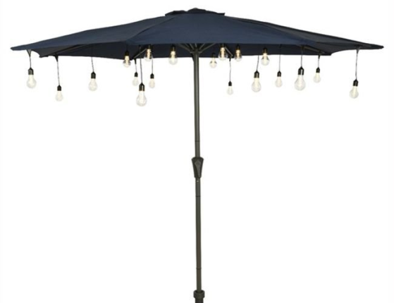 Ретро гирлянда UMBRELLA BULBS, 20 тёплых белых LED-ламп, 8 нитей по 1.2 м, чёрный провод, уличная