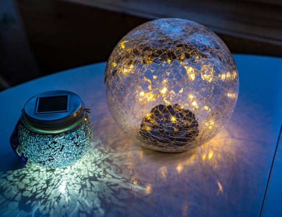 Садовый светильник Solar MAGIC CRACKELURE на солнечной батарее, 15 тёплых белых микро LED-огней, 15х14 см