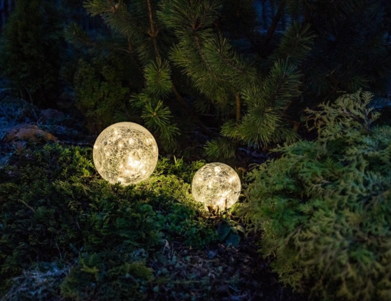 Садовый светильник Solar MAGIC CRACKELURE на солнечной батарее, 15 тёплых белых микро LED-огней, 15х14 см