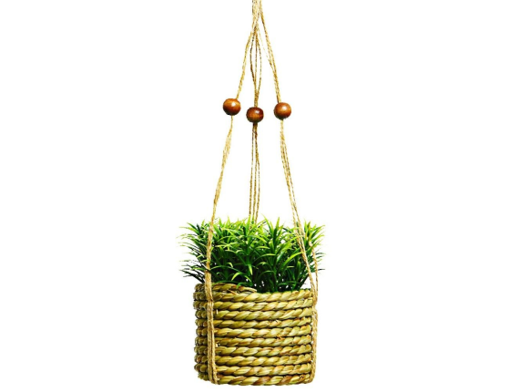 Искусственное растение COZY GREENS в подвесном джутовом кашпо, пластик, 8х12 см