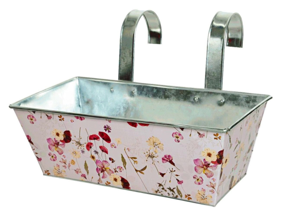 Подвесное кашпо для балкона VILLAGE FLOWERS, цинковое, 35х13х15 см