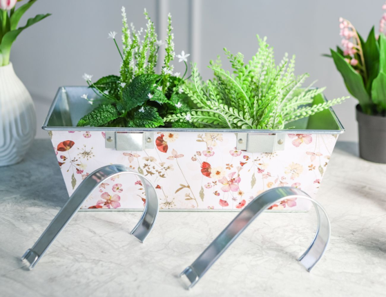 Подвесное кашпо для балкона VILLAGE FLOWERS, цинковое, 35х13х15 см