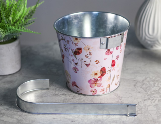 Подвесное кашпо-ведёрко для балкона VILLAGE FLOWERS, цинковое, 17х13х14 см