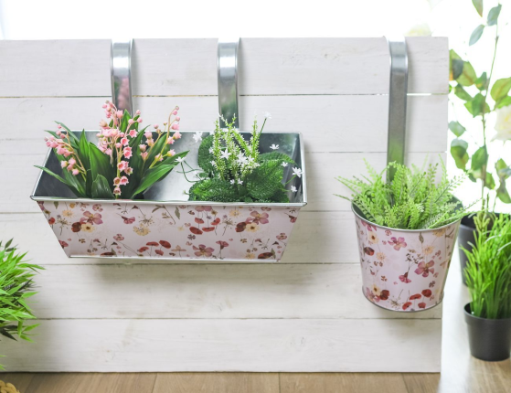 Подвесное кашпо-ведёрко для балкона VILLAGE FLOWERS, цинковое, 17х13х14 см