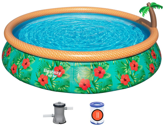 Бассейн BestWay Fast Set Paradise Palms Pool, 457 х 84 см + фильтр-насос