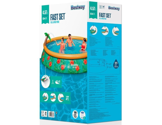 Бассейн BestWay Fast Set Paradise Palms Pool, 457 х 84 см + фильтр-насос