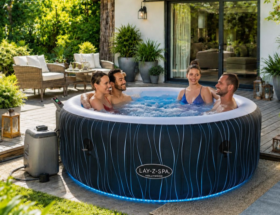 Надувной СПА бассейн Бествей Лей-Зи-Спа Голливуд (Bestway LAY-Z-SPA Hollywood) с аэромассажем и подсветкой, 196х66 см