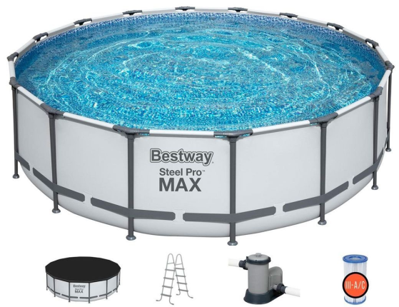 Бассейн каркасный Bestway Steel Pro Мах, 488 х 122 см + фильтр-насос + аксессуары