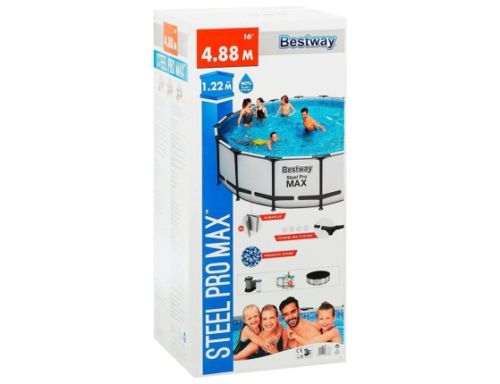Бассейн каркасный Bestway Steel Pro Мах, 488 х 122 см + фильтр-насос + аксессуары
