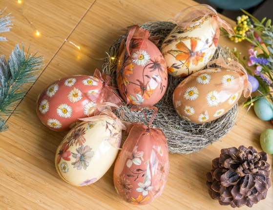 Декоративные пасхальные яйца УСЛАДА ДЛЯ ДУШИ крупные, 12 см (упаковка 6 шт.)