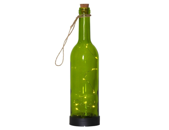 Садовый светильник MAGIC BOTTLE, солнечная батарея, зелёный, 10 тёплых белых микро LED-огней, 31 см
