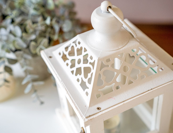 Подсвечник-фонарик СИРИЛЬ, деревянный, белый, 24 см