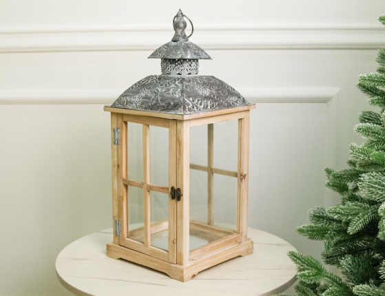 Подсвечник-фонарь АУДЭТАЙН, деревянный, 54 см