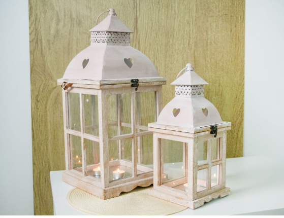 Набор подсвечников-фонарей ВАРМ ФРОЙДЕ, дерево, 55-38 см (2 шт.)