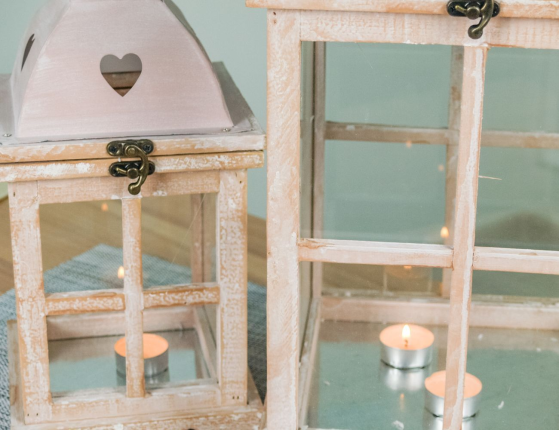 Набор подсвечников-фонарей ВАРМ ФРОЙДЕ, дерево, 55-38 см (2 шт.)