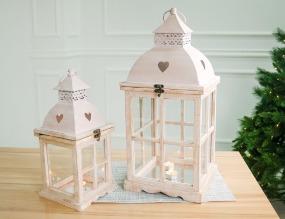 Набор подсвечников-фонарей ВАРМ ФРОЙДЕ, дерево, 55-38 см (2 шт.)