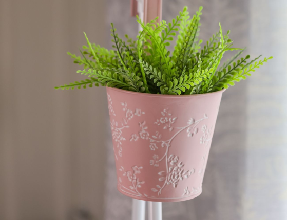 Подвесные кашпо для балкона ЛЕТНЯЯ АКВАРЕЛЬ, металлические, 14х14 см, розовый