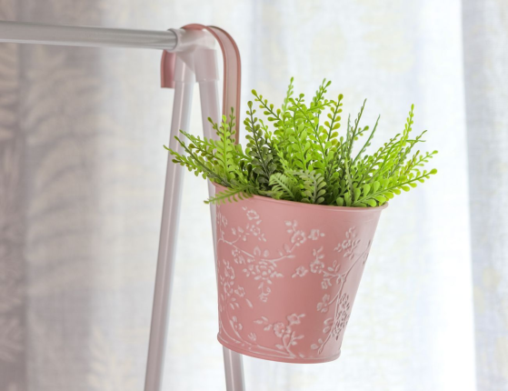 Подвесные кашпо для балкона ЛЕТНЯЯ АКВАРЕЛЬ, металлические, 14х14 см, розовый