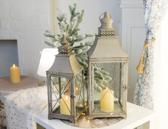 Подсвечники-фонари ЮНИТА, металл, серый антик, набор - 2 шт.