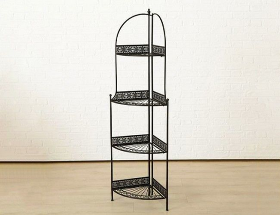 Кованая этажерка для цветов БОРДЬЕ, тёмно-коричневая, 52х35х160 см