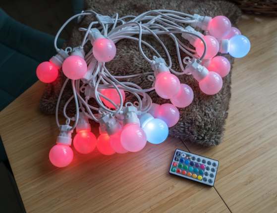 Гирлянда из лампочек CREAMY PAINTS, 20 разноцветных RGB LED-огней, 9.5+5 м, белый провод, ПДУ, таймер, контроллер, коннектор, уличная, Kaemingk