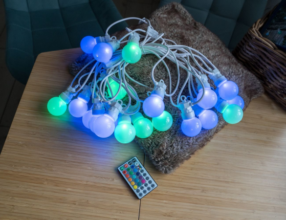 Гирлянда из лампочек CREAMY PAINTS, 20 разноцветных RGB LED-огней, 9.5+5 м, белый провод, ПДУ, таймер, контроллер, коннектор, уличная, Kaemingk