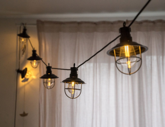 Гирлянда из лампочек ДАЧНОЕ РЕТРО, 10 тёплых белых LED-огней, 4.5+5 м, чёрный провод, коннектор, уличная, Kaemingk