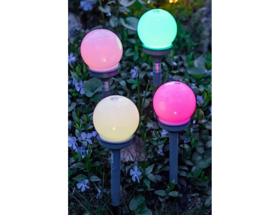 Садовые светильники Solar МОЛОЧНАЯ РАДУГА на солнечной батарее, RGB LED-огни, 27 см, набор - 4 шт.