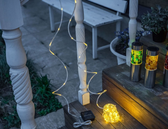 Светодиодный Дюралайт Solar на солнечной батарее, 200 тёплых белых LED-огней, 10+3 м, контроллер