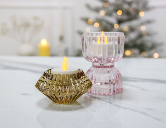 Набор чайных свечей PAULO (2 шт.), белые, LED-огни мерцающие, 3.8х3.8 см