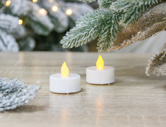 Набор чайных свечей PAULO (2 шт.), белые, LED-огни мерцающие, 3.8х3.8 см