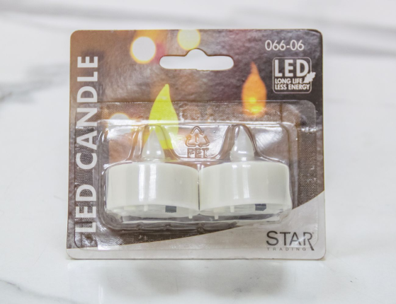 Набор чайных свечей PAULO (2 шт.), белые, LED-огни мерцающие, 3.8х3.8 см