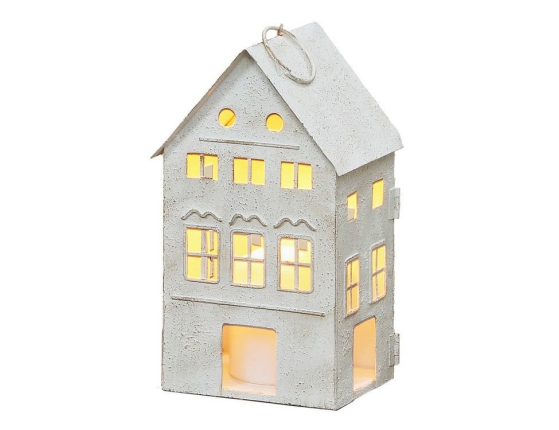 Подсвечник-домик ФИРЕНЦО, металл, белый, 12х10х22 см