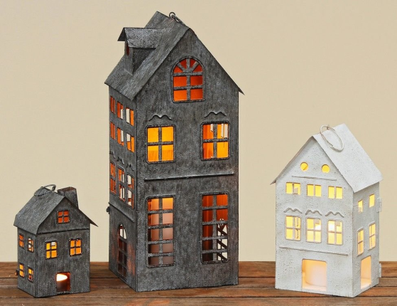 Подсвечник-домик ФИРЕНЦО, металл, белый, 12х10х22 см