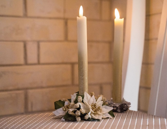 Набор восковых светодиодных свечей SOIREE ROMANTIQUE, золотой, имитация живого пламени, 25х2 см, 2 шт.