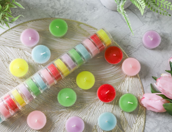 Ароматические чайные свечи ЛЕТНЯЯ ПАЛИТРА, разноцветные, 3.8х1.9 см (упаковка 30 шт.)