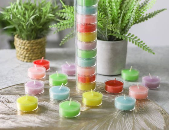 Ароматические чайные свечи ЛЕТНЯЯ ПАЛИТРА, разноцветные, 3.8х1.9 см (упаковка 30 шт.)