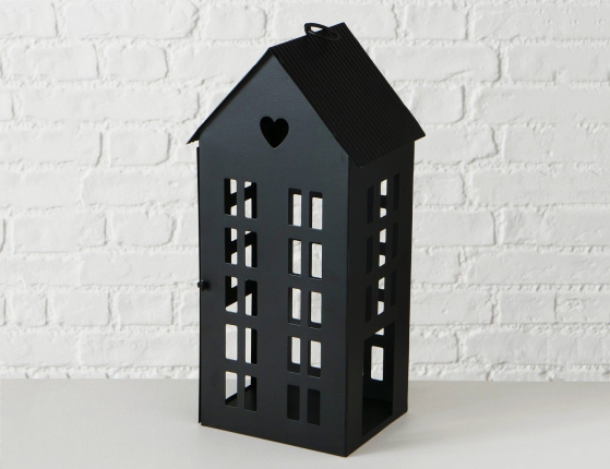 Подсвечники-домики АЛАМО металлические, чёрные, комплект - 3 подсвечника, 13-35 см