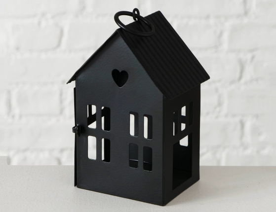 Подсвечники-домики АЛАМО металлические, чёрные, комплект - 3 подсвечника, 13-35 см