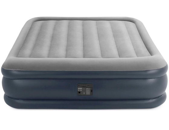 Двуспальная кровать Intex Deluxe Pillow Rest Raised Bed (Queen), 152х203х42 см, с подголовником и встроенным насосом 220V
