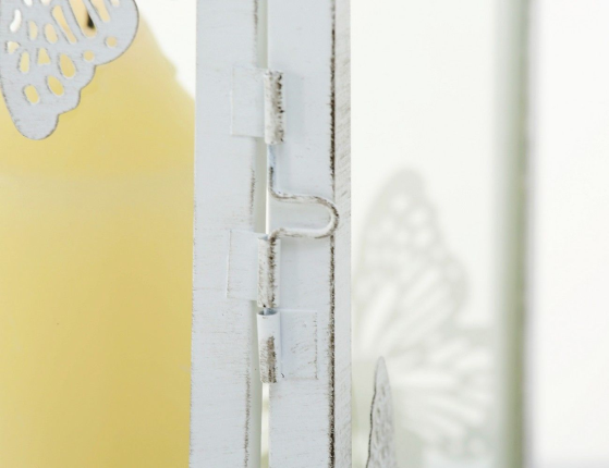 Винтажные подсвечники-фонари ПЬЕРРЕ, металл, белый антик, набор 2 шт.